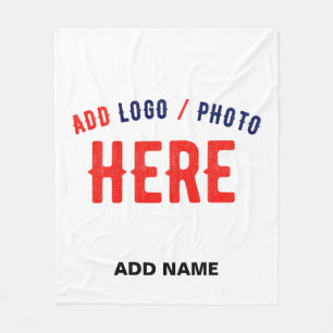 STYLISH MODERN CUSTOMIZABLE WHITE VERIFIED BRANDED FLEECE BLANKET