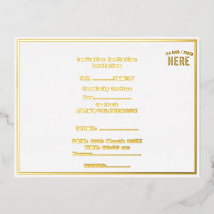 STYLISH MODERN CUSTOMIZABLE WHITE VERIFIED BRANDED FOIL INVITATION POSTCARD