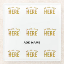 STYLISH MODERN CUSTOMIZABLE WHITE VERIFIED BRANDED GLASS COASTER