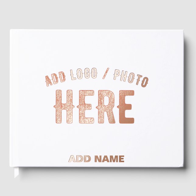 STYLISH MODERN CUSTOMIZABLE WHITE VERIFIED BRANDED GUEST BOOK (Front)