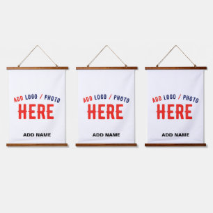 STYLISH MODERN CUSTOMIZABLE WHITE VERIFIED BRANDED HANGING TAPESTRY