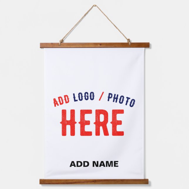 STYLISH MODERN CUSTOMIZABLE WHITE VERIFIED BRANDED HANGING TAPESTRY (Front)