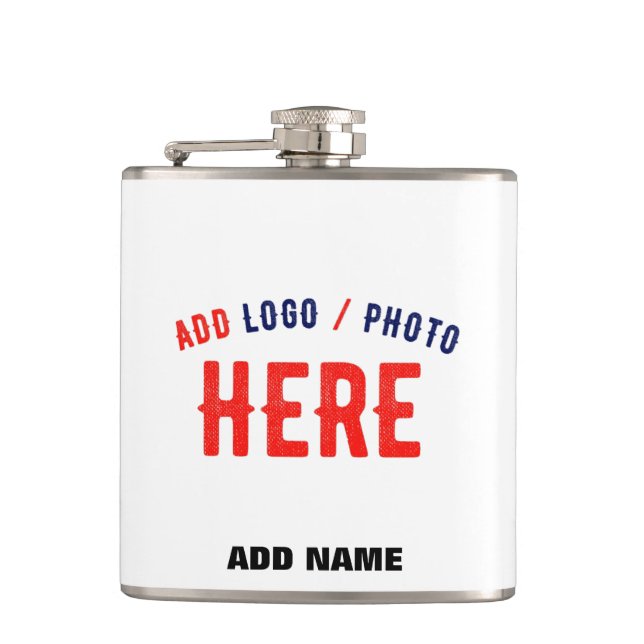 STYLISH MODERN CUSTOMIZABLE WHITE VERIFIED BRANDED HIP FLASK (Front)