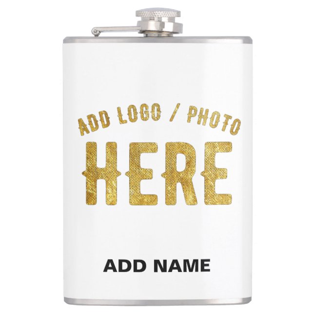 STYLISH MODERN CUSTOMIZABLE WHITE VERIFIED BRANDED HIP FLASK (Front)