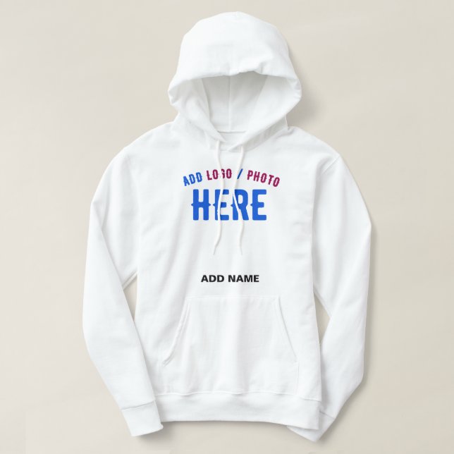 STYLISH MODERN CUSTOMIZABLE WHITE VERIFIED BRANDED HOODIE (Design Front)