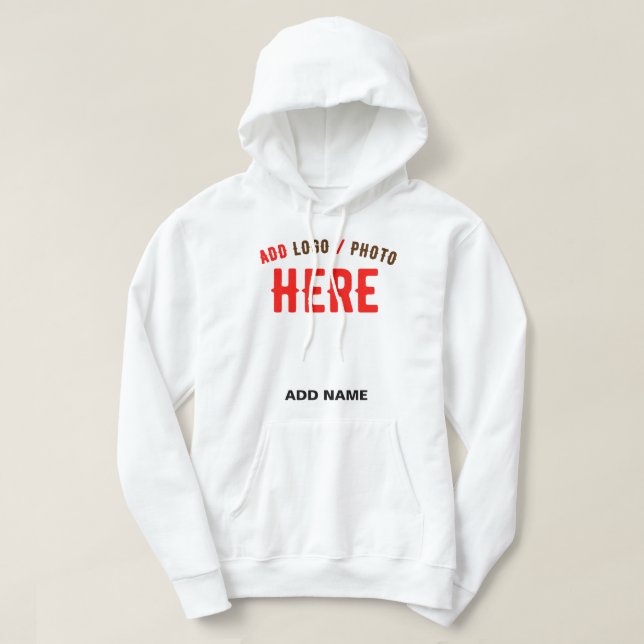STYLISH MODERN CUSTOMIZABLE WHITE VERIFIED BRANDED HOODIE (Design Front)