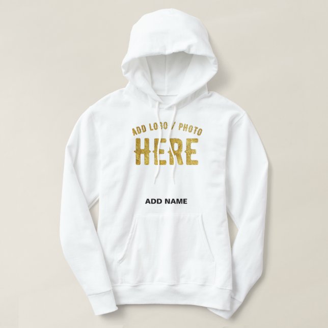 STYLISH MODERN CUSTOMIZABLE WHITE VERIFIED BRANDED HOODIE (Design Front)