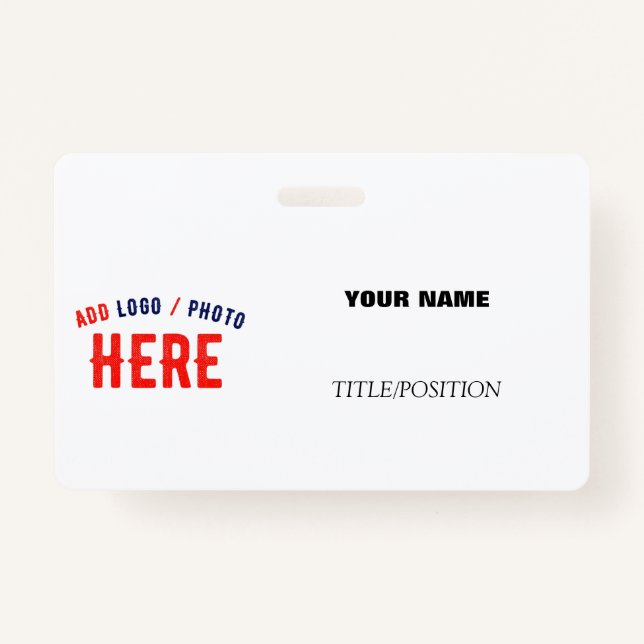 STYLISH MODERN CUSTOMIZABLE WHITE VERIFIED BRANDED ID BADGE (Front)
