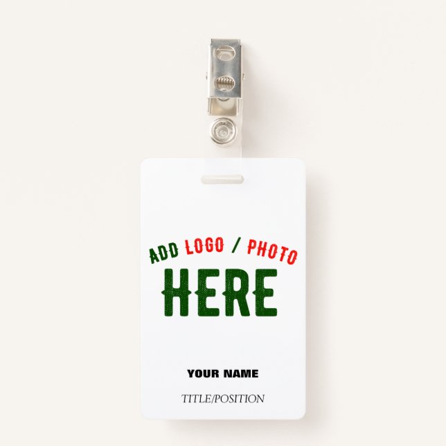 STYLISH MODERN CUSTOMIZABLE WHITE VERIFIED BRANDED ID BADGE (Front with Clip)