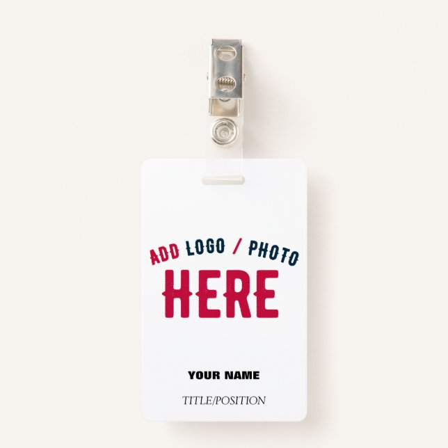 STYLISH MODERN CUSTOMIZABLE WHITE VERIFIED BRANDED ID BADGE (Front with Clip)