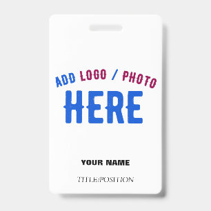 STYLISH MODERN CUSTOMIZABLE WHITE VERIFIED BRANDED ID BADGE