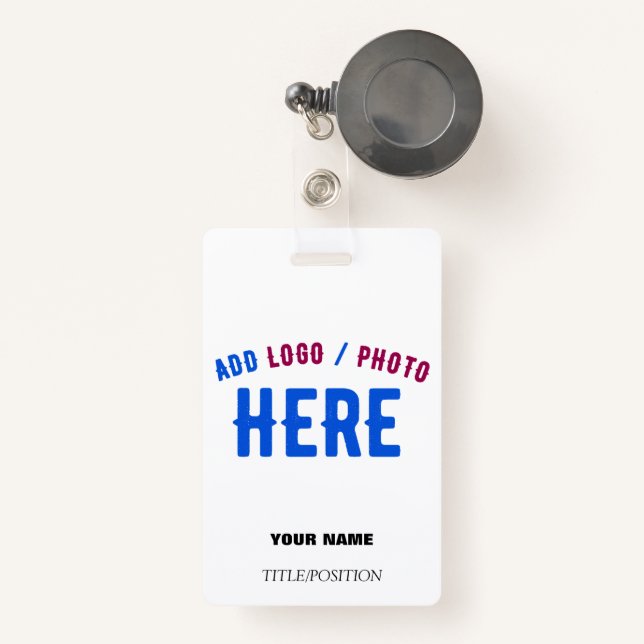 STYLISH MODERN CUSTOMIZABLE WHITE VERIFIED BRANDED ID BADGE (Front with Retractable)
