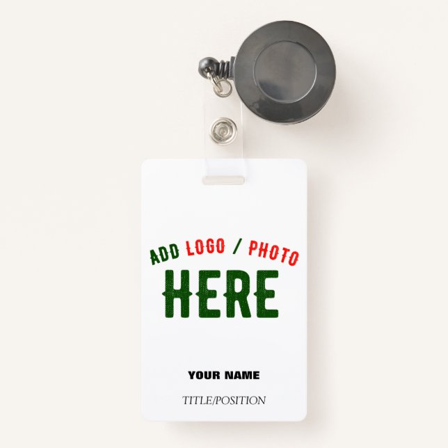 STYLISH MODERN CUSTOMIZABLE WHITE VERIFIED BRANDED ID BADGE (Front with Retractable)