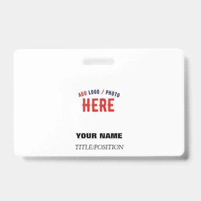 STYLISH MODERN CUSTOMIZABLE WHITE VERIFIED BRANDED ID BADGE (Front)