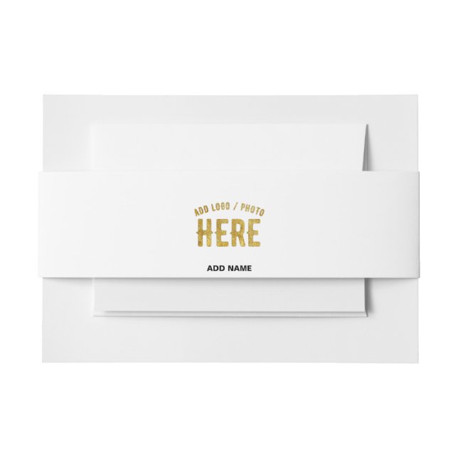 STYLISH MODERN CUSTOMIZABLE WHITE VERIFIED BRANDED INVITATION BELLY BAND (Front Example)