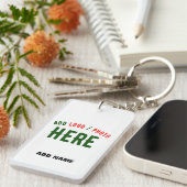 STYLISH MODERN CUSTOMIZABLE WHITE VERIFIED BRANDED KEY RING (Front Right)