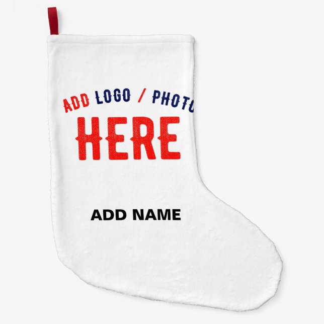STYLISH MODERN CUSTOMIZABLE WHITE VERIFIED BRANDED LARGE CHRISTMAS STOCKING (Front)