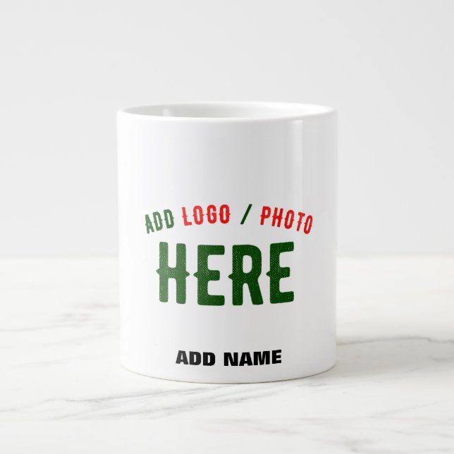 STYLISH MODERN CUSTOMIZABLE WHITE VERIFIED BRANDED LARGE COFFEE MUG (Front)