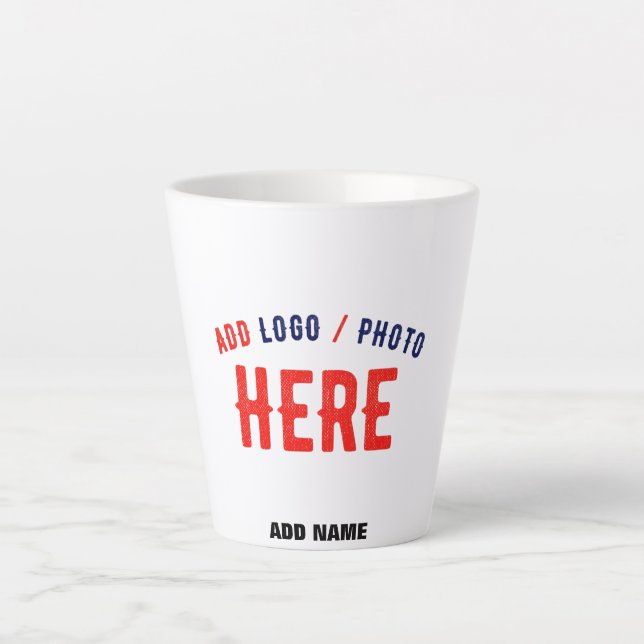 STYLISH MODERN CUSTOMIZABLE WHITE VERIFIED BRANDED LATTE MUG (Front)