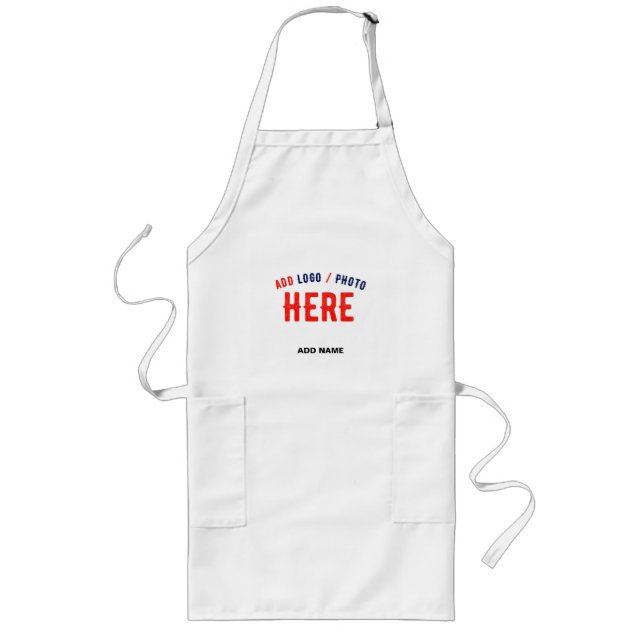 STYLISH MODERN CUSTOMIZABLE WHITE VERIFIED BRANDED LONG APRON (Front)
