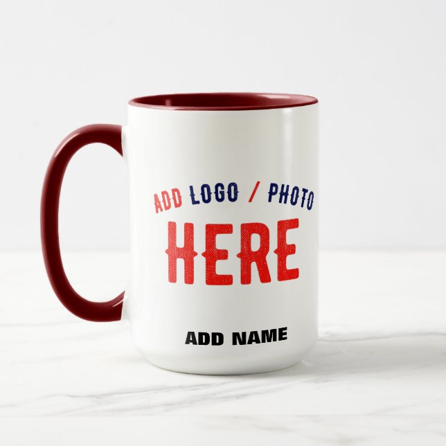 STYLISH MODERN CUSTOMIZABLE WHITE VERIFIED BRANDED MUG (Left)