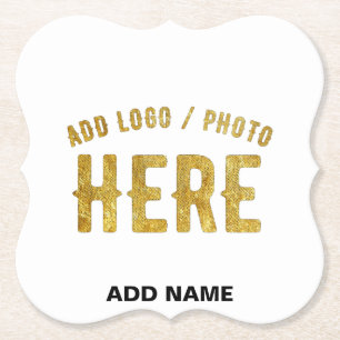 STYLISH MODERN CUSTOMIZABLE WHITE VERIFIED BRANDED PAPER COASTER