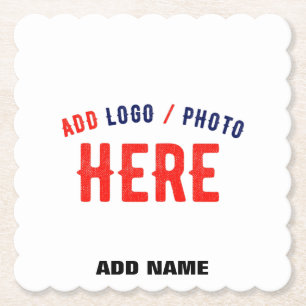 STYLISH MODERN CUSTOMIZABLE WHITE VERIFIED BRANDED PAPER COASTER