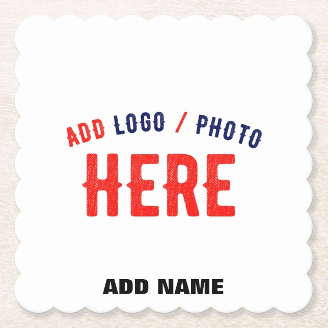 STYLISH MODERN CUSTOMIZABLE WHITE VERIFIED BRANDED PAPER COASTER (Front)