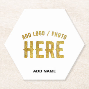STYLISH MODERN CUSTOMIZABLE WHITE VERIFIED BRANDED PAPER COASTER