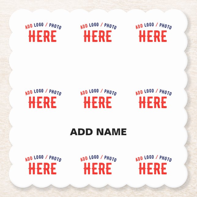 STYLISH MODERN CUSTOMIZABLE WHITE VERIFIED BRANDED PAPER COASTER (Front)
