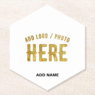 STYLISH MODERN CUSTOMIZABLE WHITE VERIFIED BRANDED PAPER COASTER