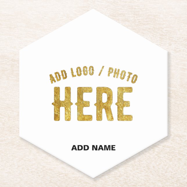 STYLISH MODERN CUSTOMIZABLE WHITE VERIFIED BRANDED PAPER COASTER (Front)