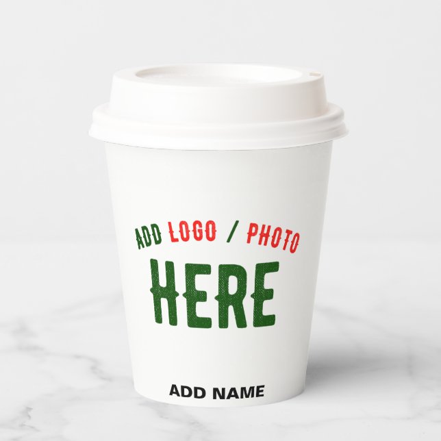 STYLISH MODERN CUSTOMIZABLE WHITE VERIFIED BRANDED PAPER CUPS (Front)