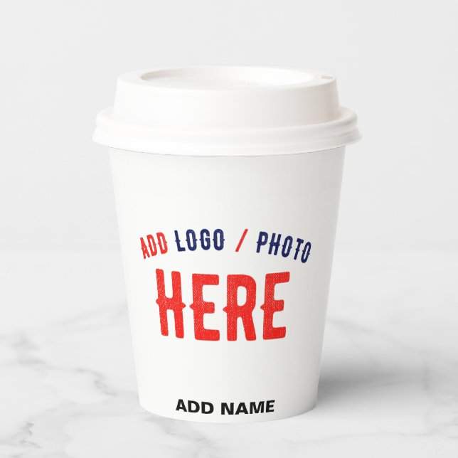 STYLISH MODERN CUSTOMIZABLE WHITE VERIFIED BRANDED PAPER CUPS (Front)