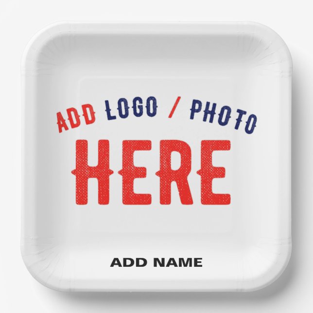 STYLISH MODERN CUSTOMIZABLE WHITE VERIFIED BRANDED PAPER PLATE (Front)