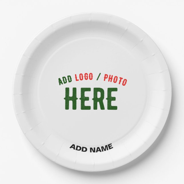 STYLISH MODERN CUSTOMIZABLE WHITE VERIFIED BRANDED PAPER PLATE (Front)