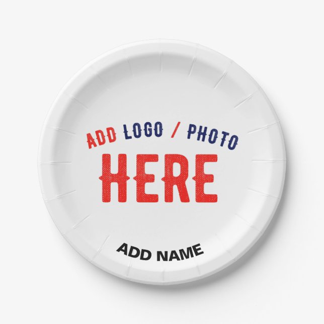 STYLISH MODERN CUSTOMIZABLE WHITE VERIFIED BRANDED PAPER PLATE (Front)