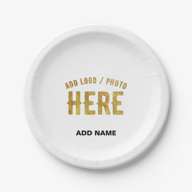 STYLISH MODERN CUSTOMIZABLE WHITE VERIFIED BRANDED PAPER PLATE (Front)