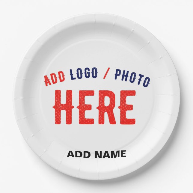 STYLISH MODERN CUSTOMIZABLE WHITE VERIFIED BRANDED PAPER PLATE (Front)