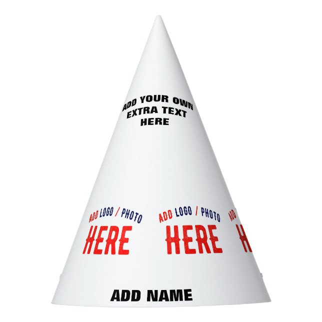 STYLISH MODERN CUSTOMIZABLE WHITE VERIFIED BRANDED PARTY HAT (Front)