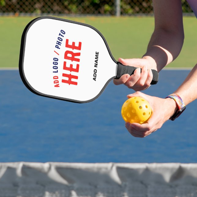 STYLISH MODERN CUSTOMIZABLE WHITE VERIFIED BRANDED PICKLEBALL PADDLE (Insitu)