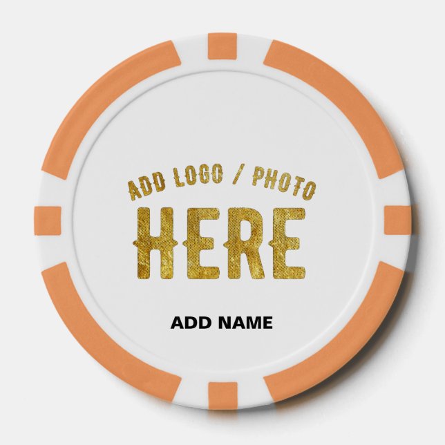 STYLISH MODERN CUSTOMIZABLE WHITE VERIFIED BRANDED POKER CHIPS (Front)
