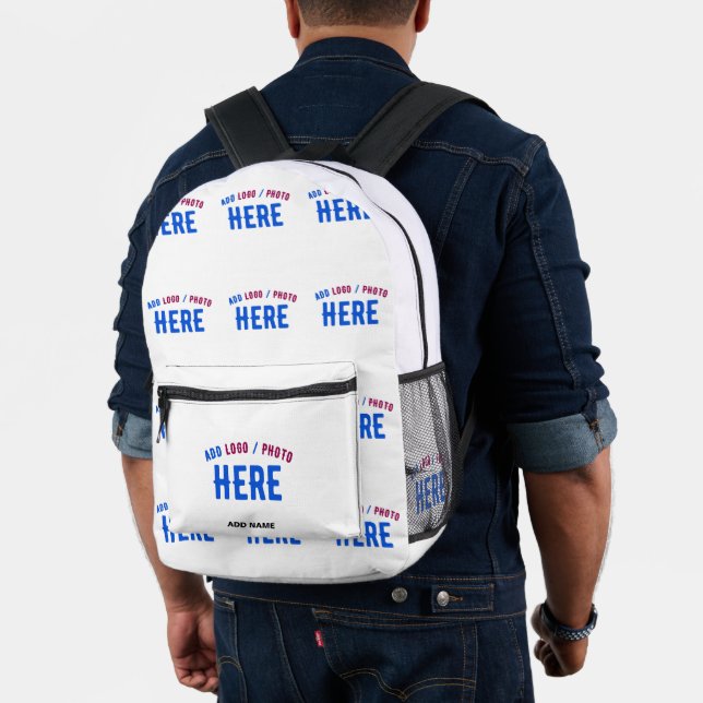 STYLISH MODERN CUSTOMIZABLE WHITE VERIFIED BRANDED PRINTED BACKPACK (Insitu (Model))