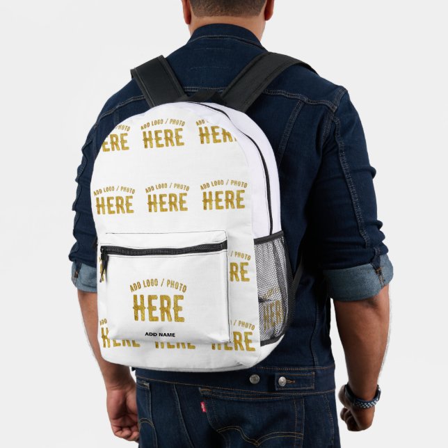 STYLISH MODERN CUSTOMIZABLE WHITE VERIFIED BRANDED PRINTED BACKPACK (Insitu (Model))