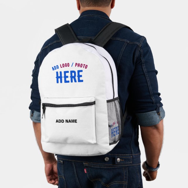 STYLISH MODERN CUSTOMIZABLE WHITE VERIFIED BRANDED PRINTED BACKPACK (Insitu (Model))