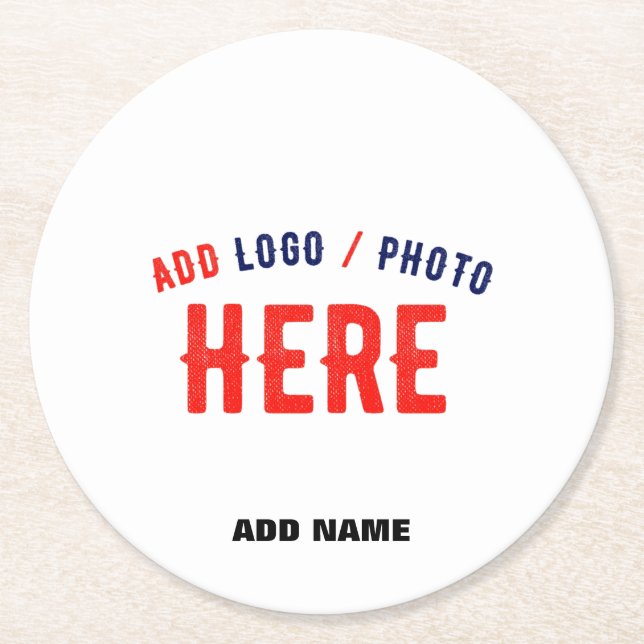 STYLISH MODERN CUSTOMIZABLE WHITE VERIFIED BRANDED ROUND PAPER COASTER (Front)