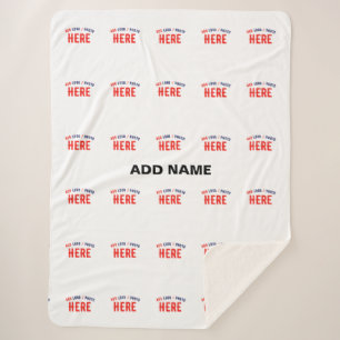 STYLISH MODERN CUSTOMIZABLE WHITE VERIFIED BRANDED SHERPA BLANKET