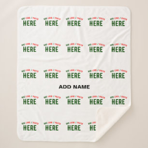 STYLISH MODERN CUSTOMIZABLE WHITE VERIFIED BRANDED SHERPA BLANKET
