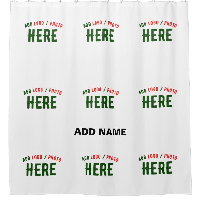 STYLISH MODERN CUSTOMIZABLE WHITE VERIFIED BRANDED SHOWER CURTAIN (Front)