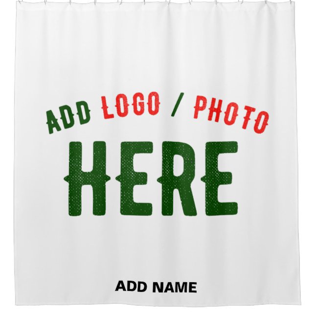STYLISH MODERN CUSTOMIZABLE WHITE VERIFIED BRANDED SHOWER CURTAIN (Front)